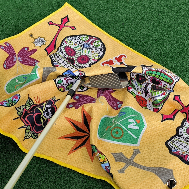 Golf Towel with Double-Sided Pineapple Pattern - Customizable Microfiber Towel