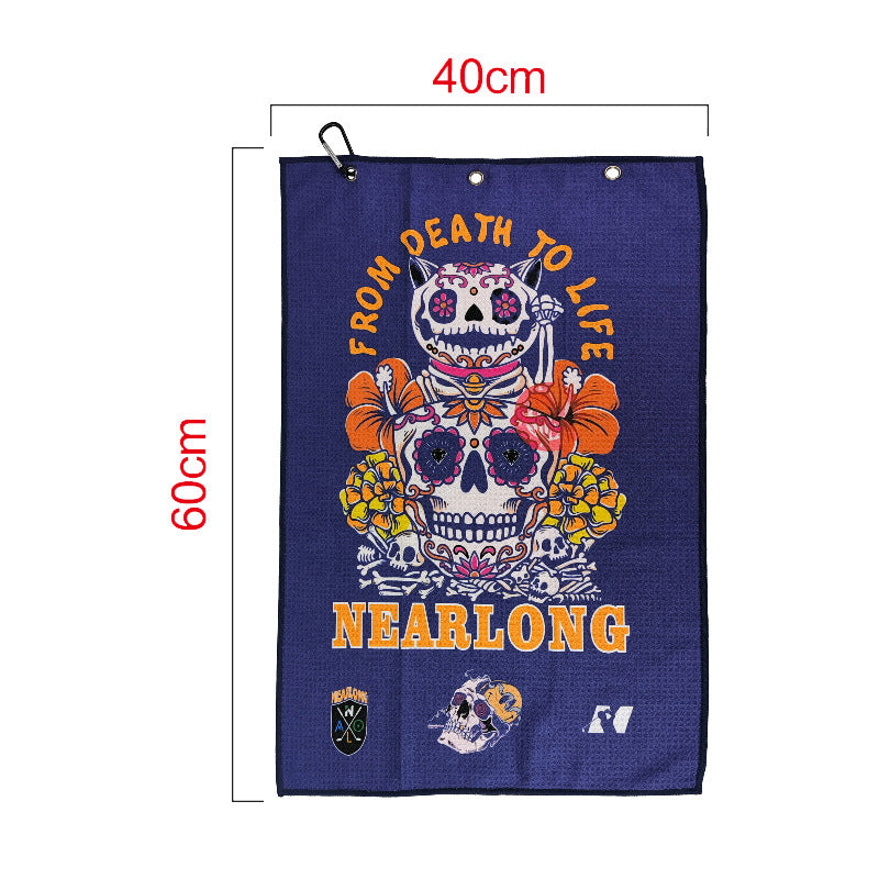 Golf Towel with Double-Sided Pineapple Pattern - Customizable Microfiber Towel