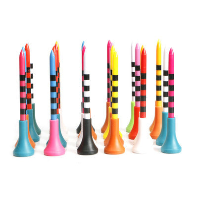 New Golf Tees - Soft Rubber Striped Tees - Long and Short Colorful Tee Holders