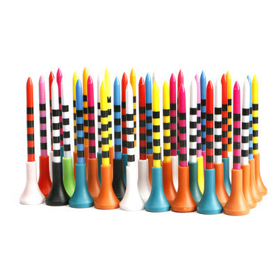 New Golf Tees - Soft Rubber Striped Tees - Long and Short Colorful Tee Holders