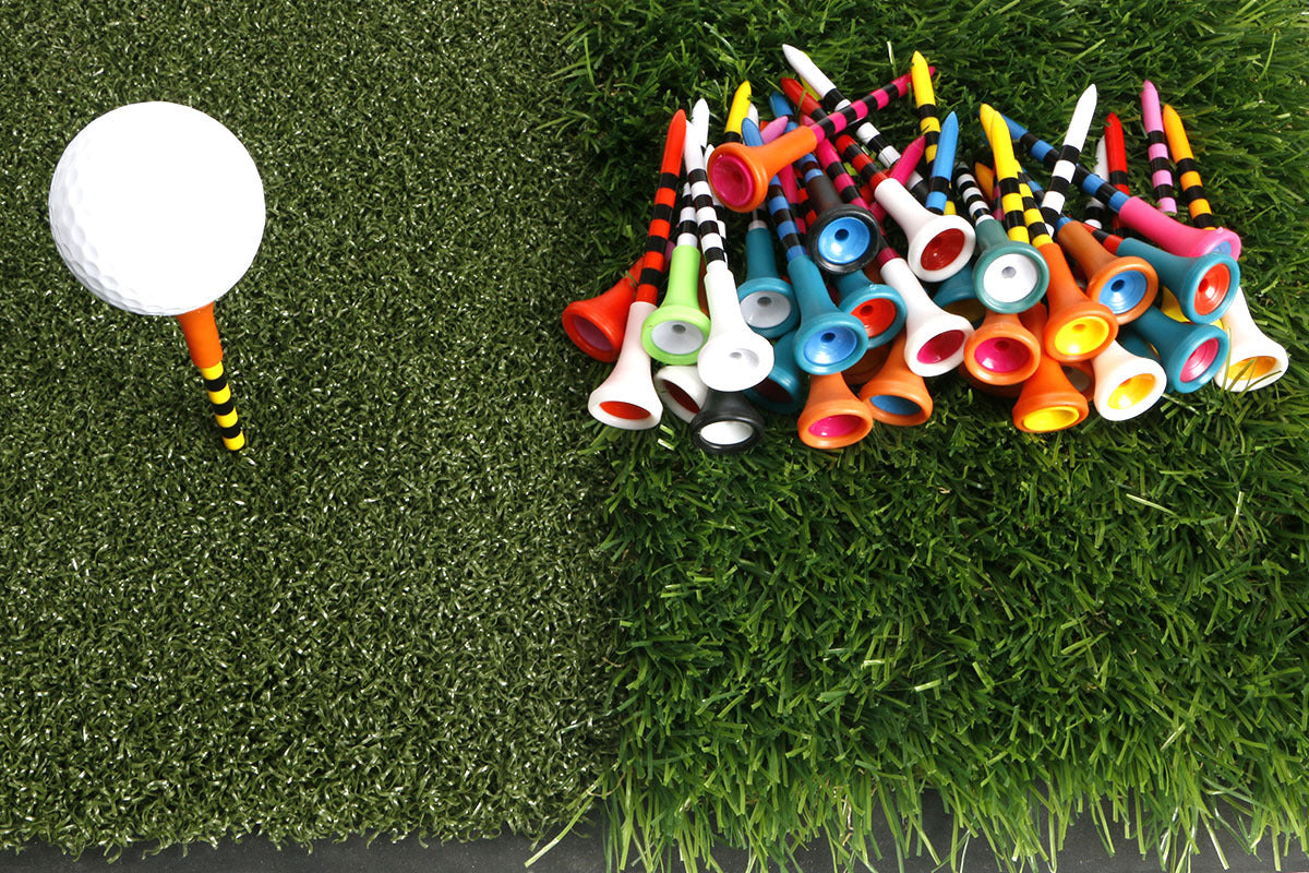 New Golf Tees - Soft Rubber Striped Tees - Long and Short Colorful Tee Holders